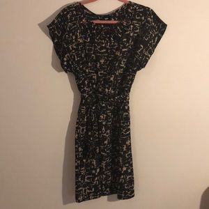 Black and beige midi dress